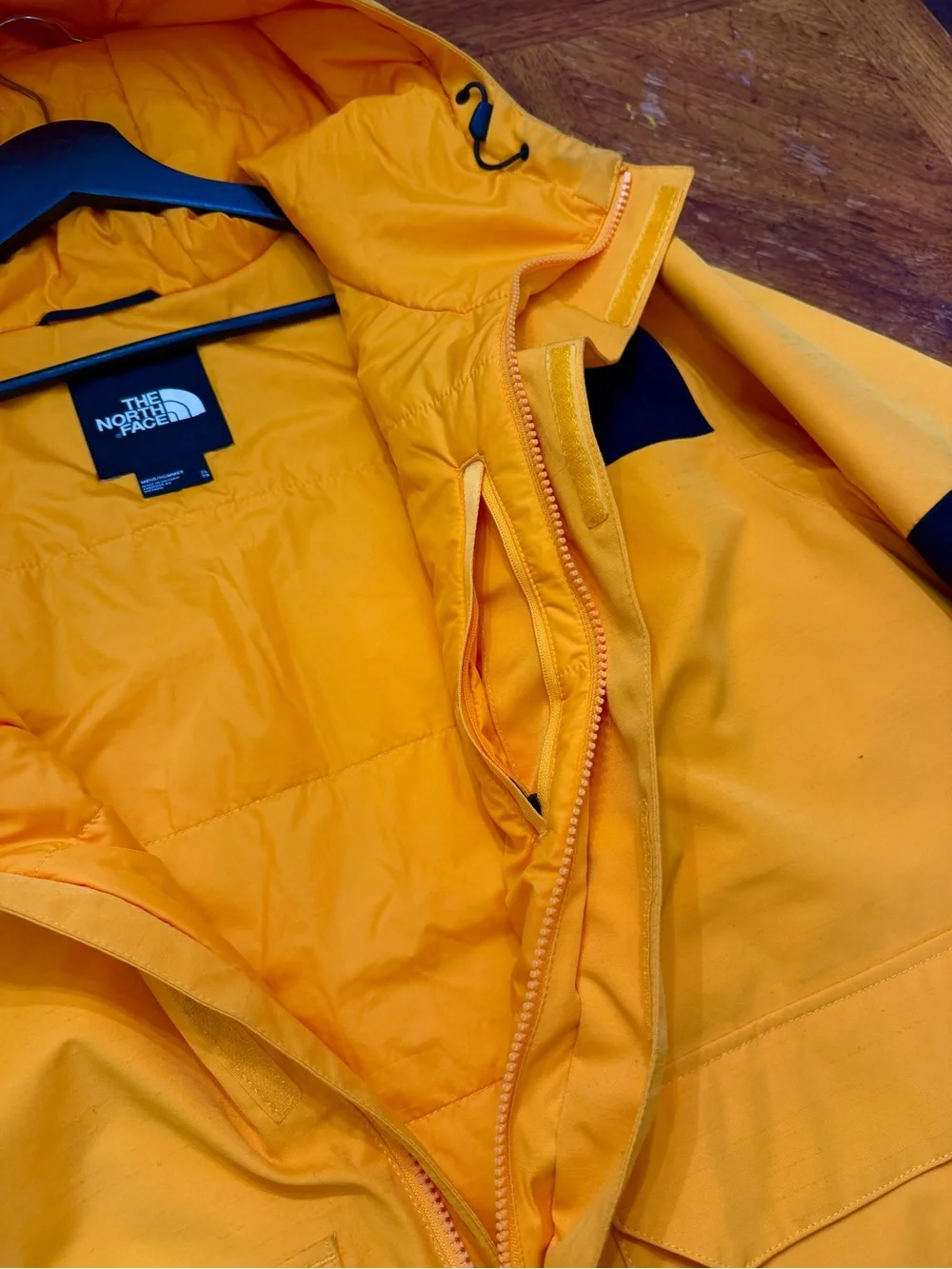 The North Face Men’s Yellow and Black Insulated Hooded Jacket size XL